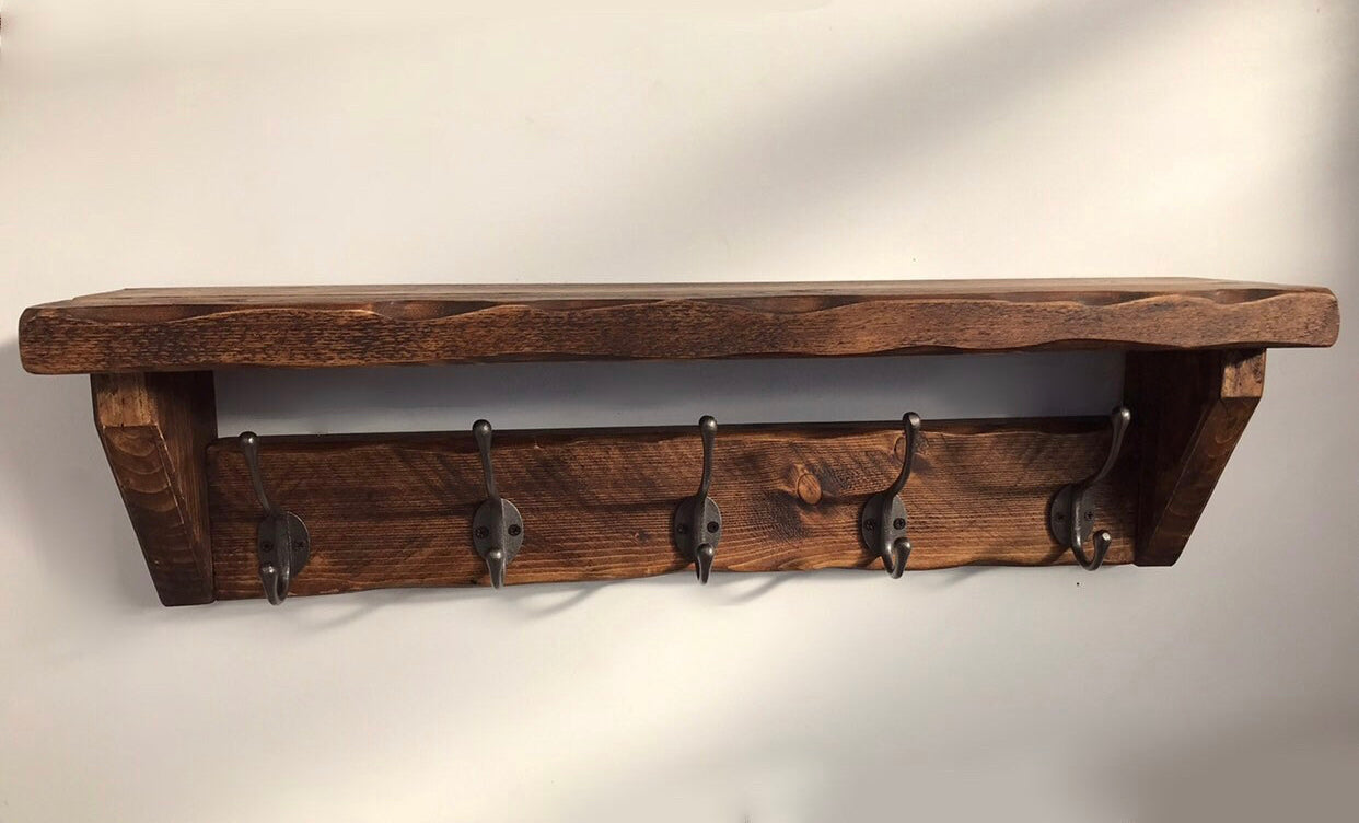 Solid Wood Entryway Butlers Coat and Hat Rack