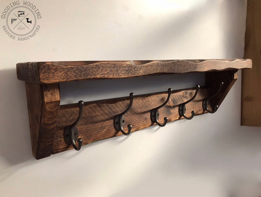 Solid Wood Entryway Butlers Coat and Hat Rack