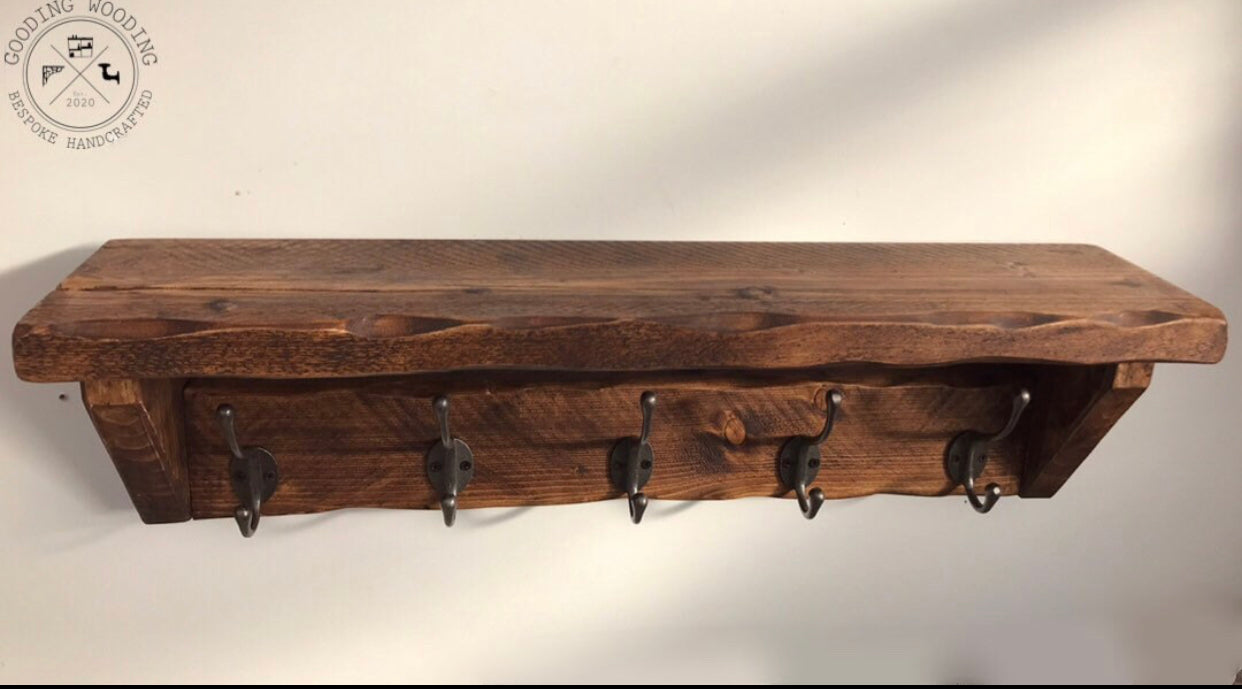 Solid Wood Entryway Butlers Coat and Hat Rack