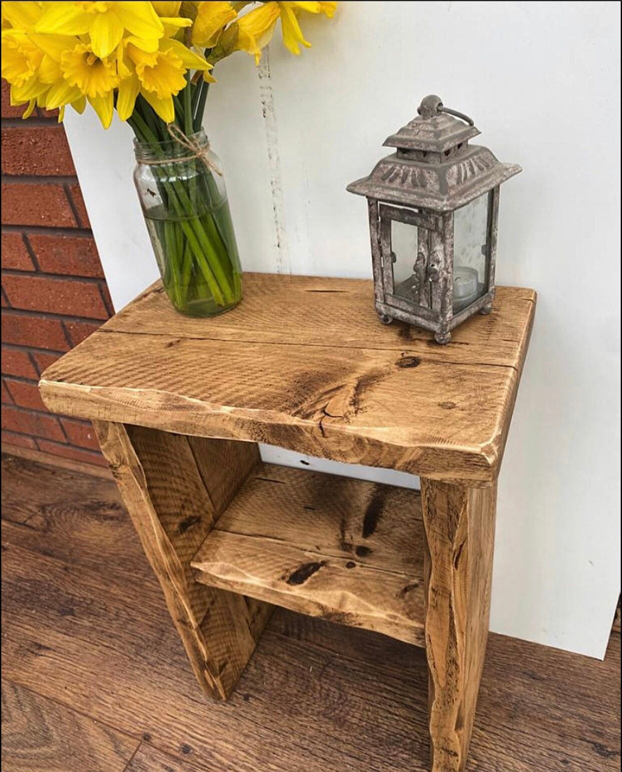 Solid Wood Distressed Side Table