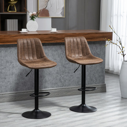 Set of 2 Bar Stools Swivel Counter Height Barstools with Back, Adjustable Bar Chairs, Breakfast Dining Stools for Kitchen Island Counter with Adjustable Steel Footrest & Base