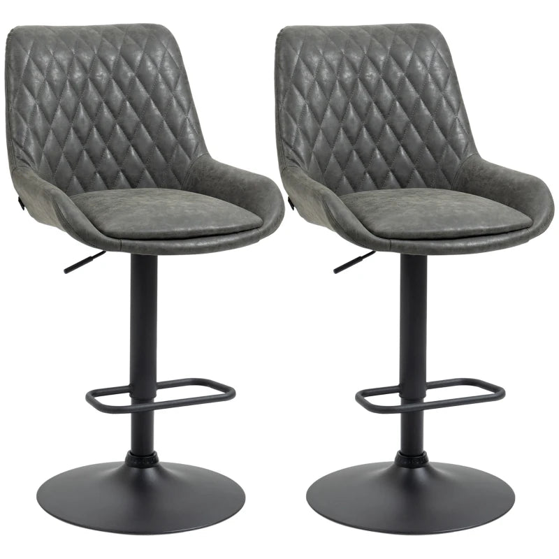 Set of Two Faux Leather Retro Bar Stools | Height Adjustable